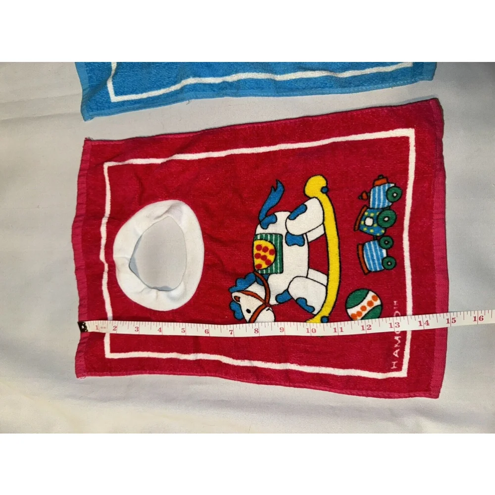 Vintage Luv N' Care Bibs No Tie Pullover Fun TerryCloth Towel Hamco 90s